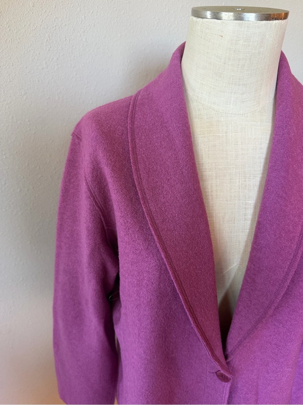 Eileen Fisher Women's Shawl Collar Single-Button Jacket - Magenta - Picture 2 of 4